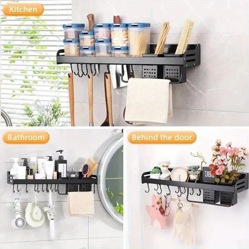 Multifunctional stainless steel wall-mounted storage rack. Kitchen knife storage rack with holes Spoon chopsticks Seasoning stor