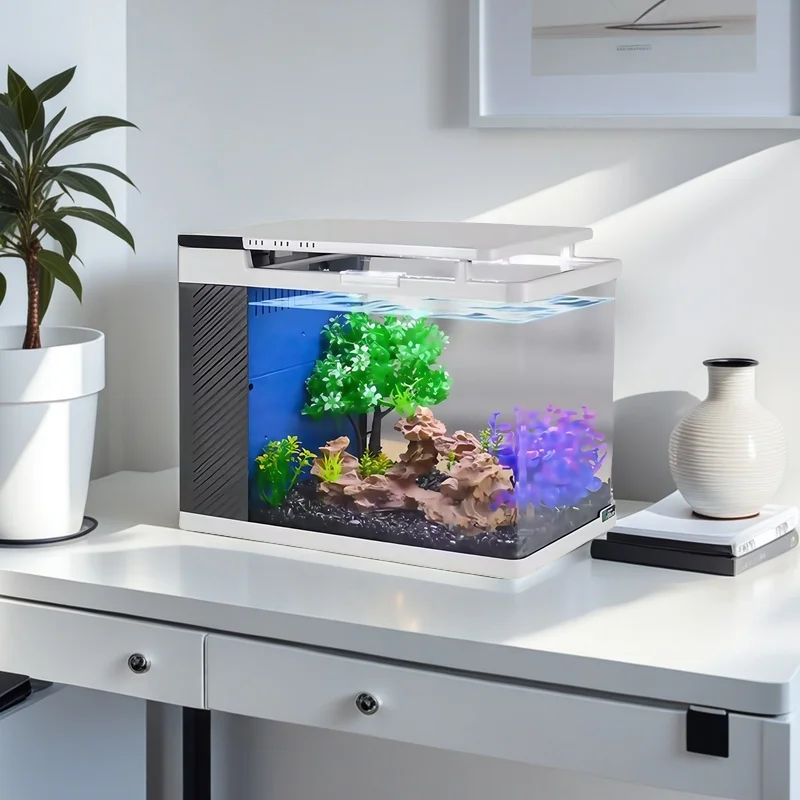 

Creative Desktop Aquarium Fish Tank Office Home One Piece Circulating Multiple Filtration Aquarium Design fish tank