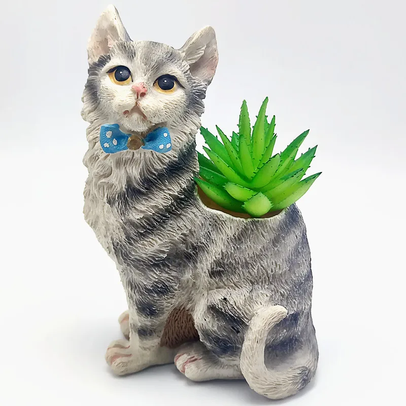 Moule en Silicone pour Pot de fleur de chat à poils courts, succulents, bricolage, fabrication de Vase en résine et béton, Cactus, outil de décoration pour la maison