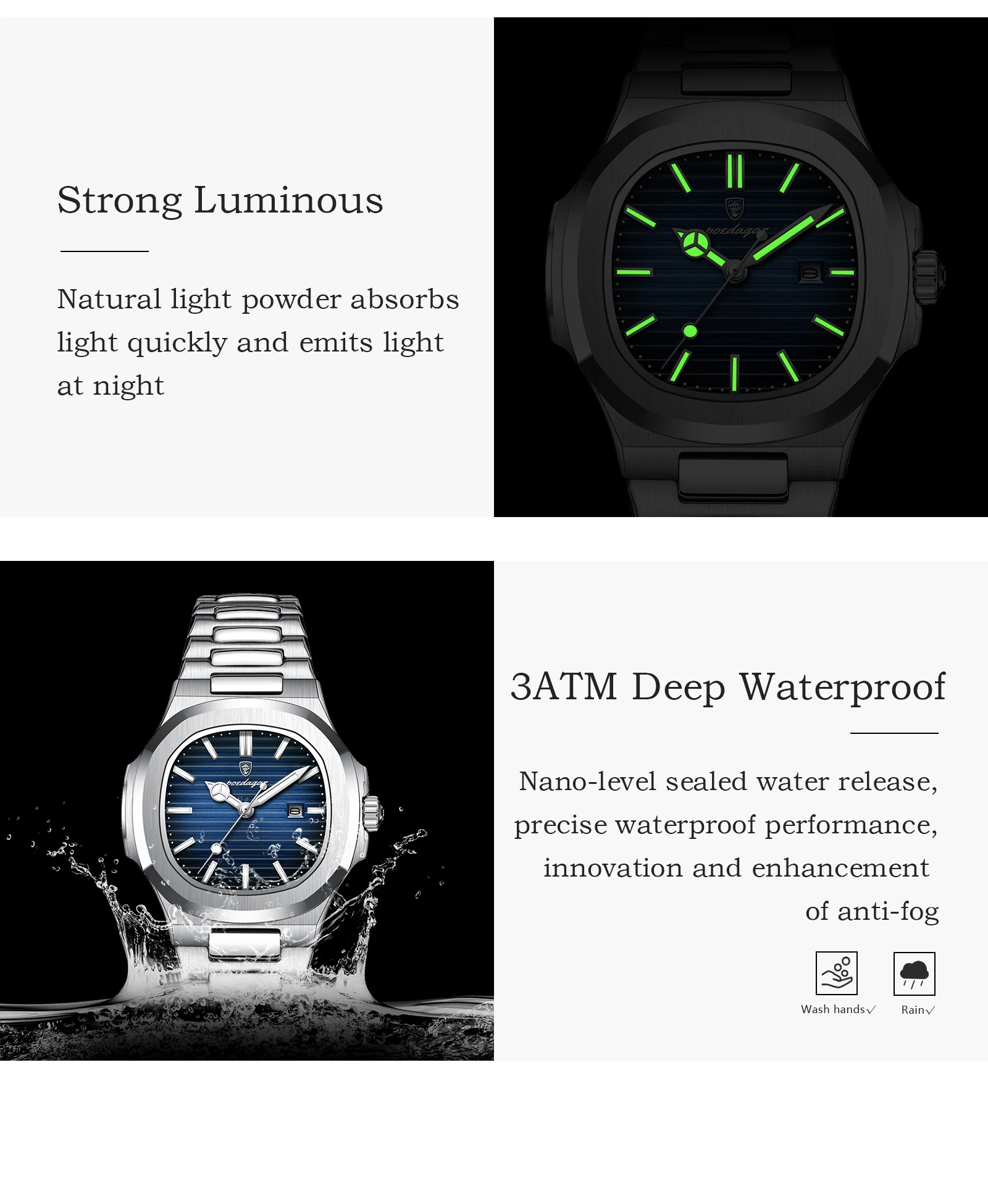 POEDAGAR Luxus Damen Quarzuhr Datum Wasserdicht Leuchtende Damen Armbanduhr Edelstahl Mode Uhren Für Frauen Reloj – Detail 9