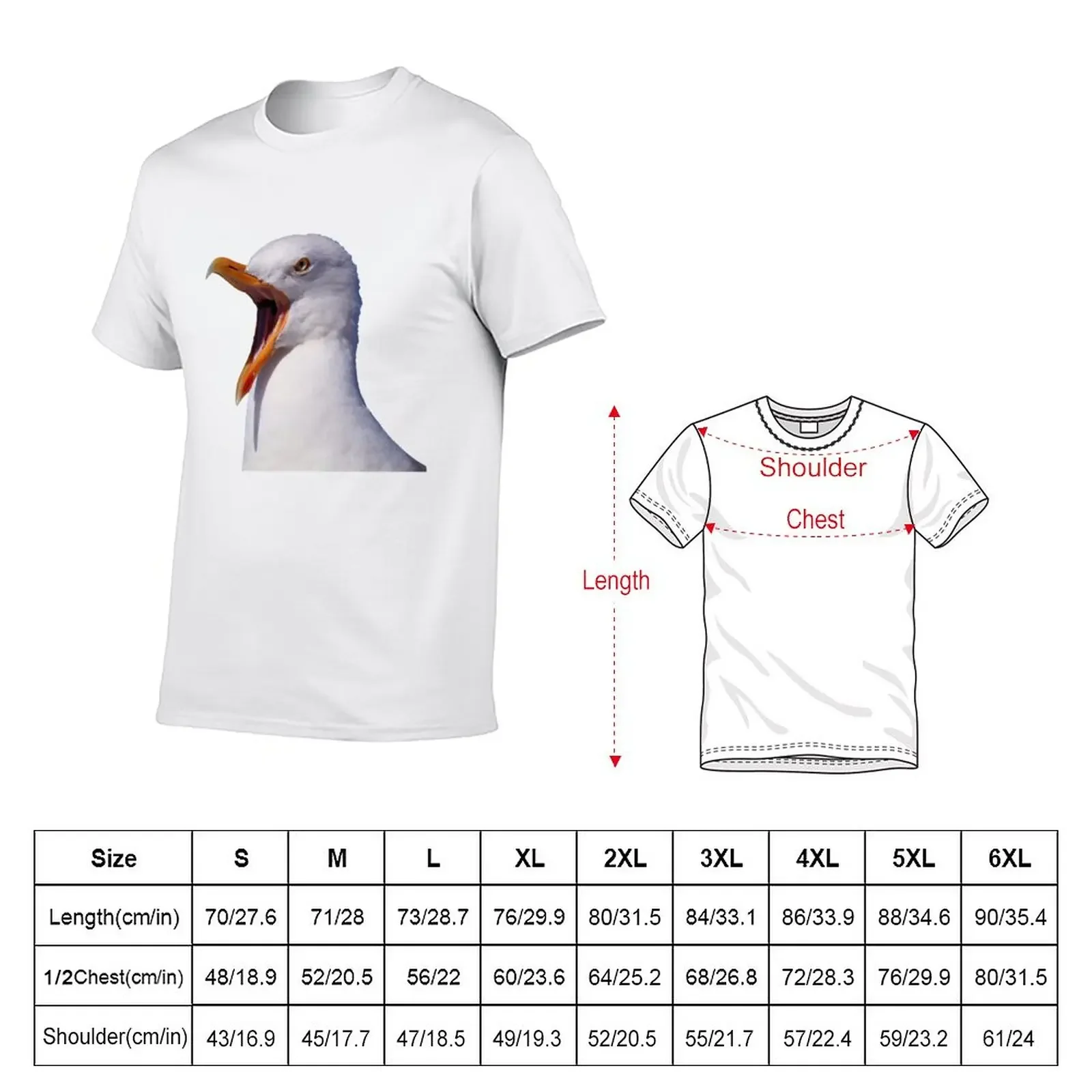 New Screaming Seagull T-Shirt summer clothes graphics t shirt Anime t-shirt aesthetic clothes mens white t shirts