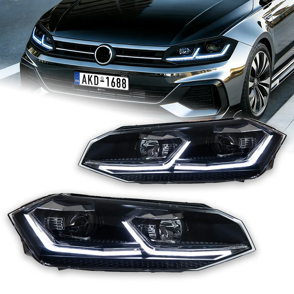 

AKD Car Styling Head Lamp for VW Polo LED Headlight Projector Lens 2019-2022 Polo Headlights Signal DRL Automotive Accessories