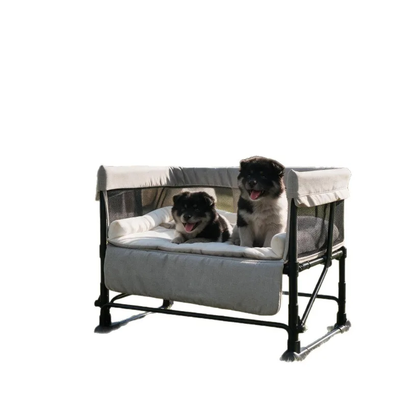 PE Rattan Handwoven Pet Cradle, Semi-enclosed Nest, Detachable Washable Pad, All Weather Warm Bed for Cats Small Dogs
