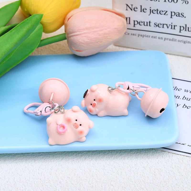 Multifunctional Three Dimensional Pink Pig Keychain Keyring Decorative Bag Pendant Pig Keychain Backpack Pendants