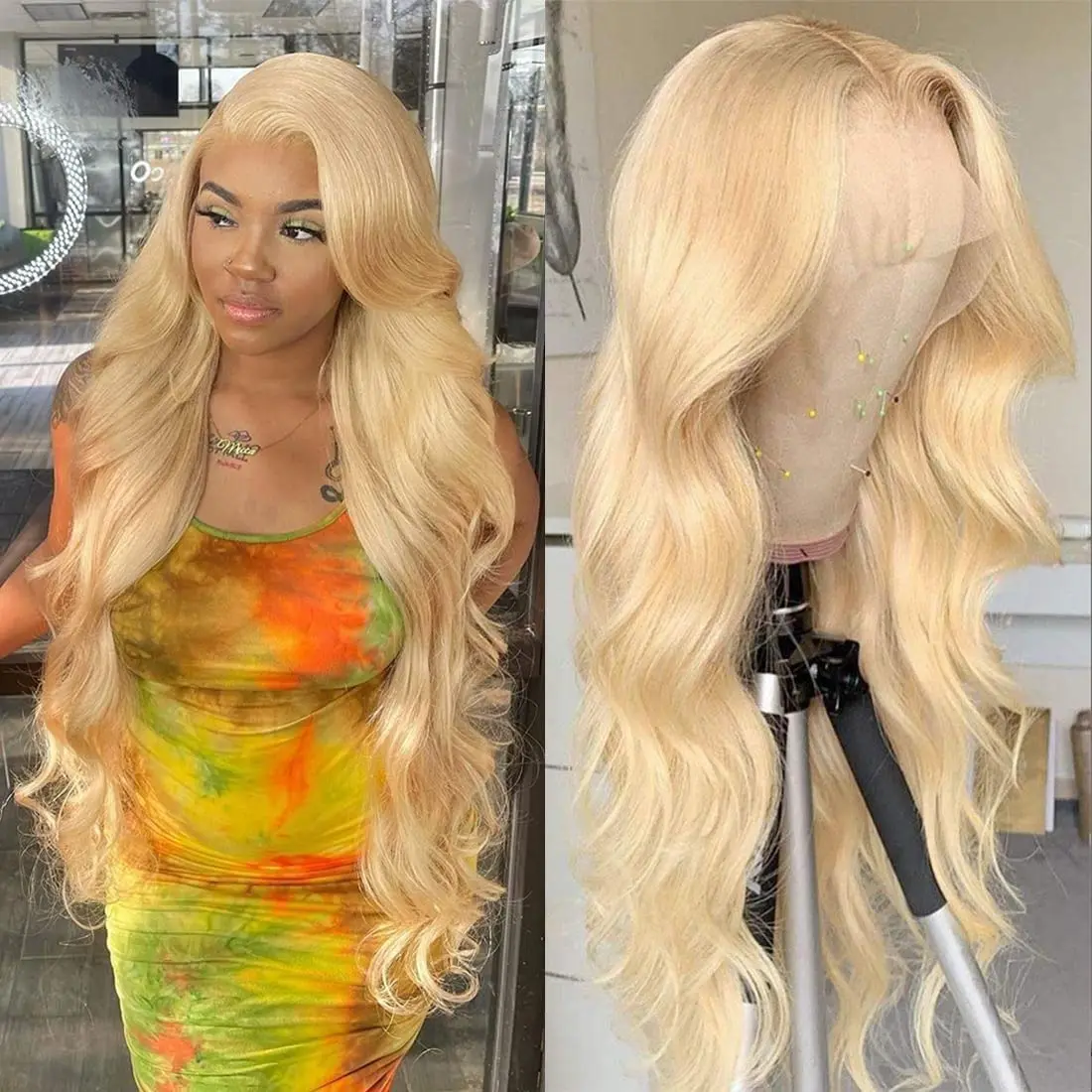 Rosabeauty 13x6 Body Wave Honey Blond HD Lace Frontal Wigs Human Hair Color 13x4 Transparent Lace Front Wig Glueless Prebleached