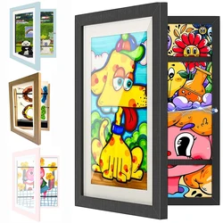 Children Drawing Frame A4 Wooden poster frame for walls Children's Art frame Changeable Kids Pictures Display Frames Home Decor