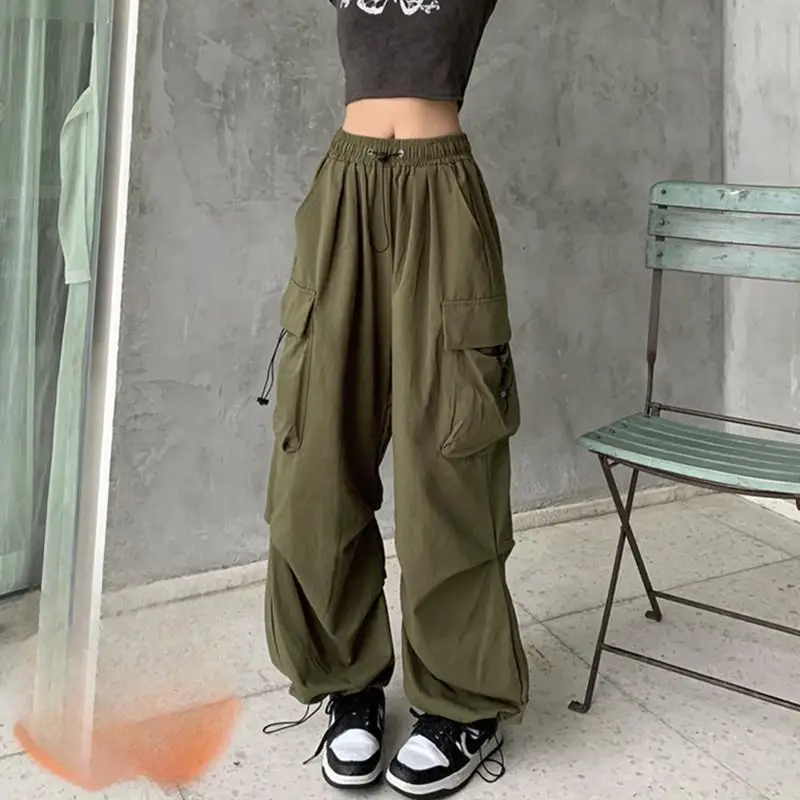 

Брюки-парашюты женские регулируемые летние модальные конический силуэт минималистичный на открытом воздухе быстросохнущие завязки с несколькими карманами Y2K