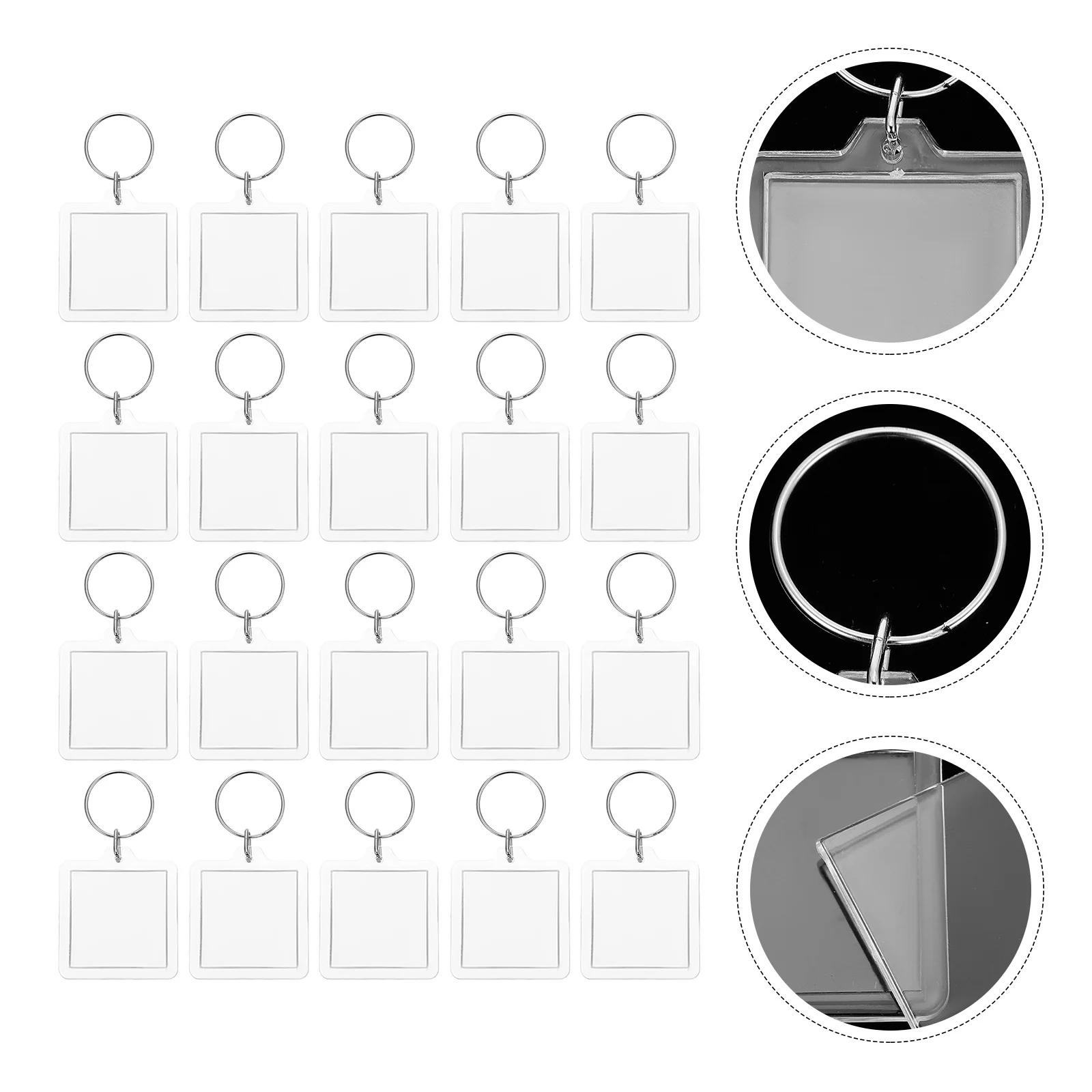 

20Pcs Blank Acrylic Keyring Photo Frame Key Chain Decorative Mini Picture Holder Portable Keepsake Ideal Gift for Lovers Friends