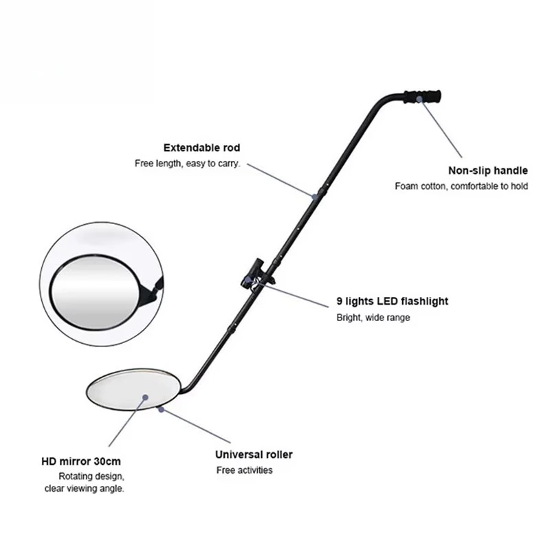 Portable telescopic inspection safety convex mirror handheld tool