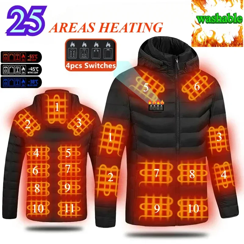 25 Areas Self Heating Jackets Men's Heating Parkas Women's Warm Usb Electric Vest Heating Coat Winter Fishing Camping Ski Warm