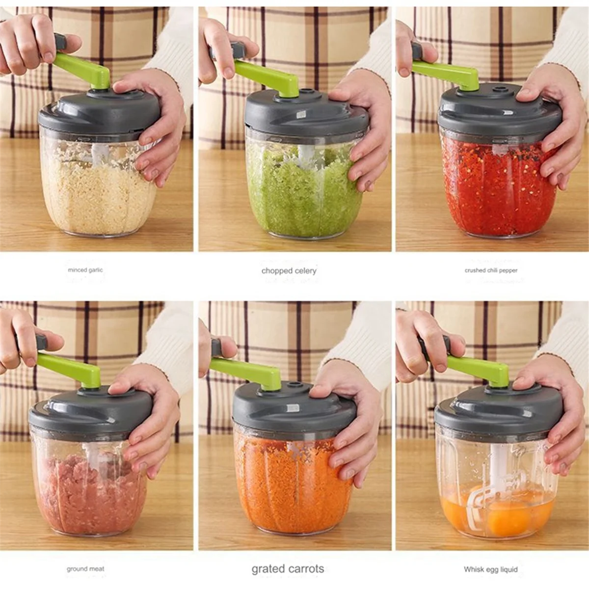 Picadora manual, picadora de alimentos manual, giratoria de cebolla con manivela, picadora de alimentos con contenedor, picadora de cebolla rotativa