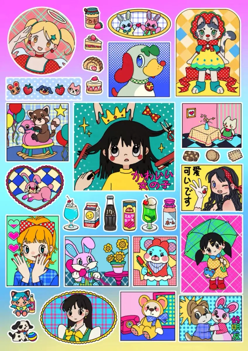 

Мультяшная красочная версия декоративных наклеек с изображением медведя для девочек