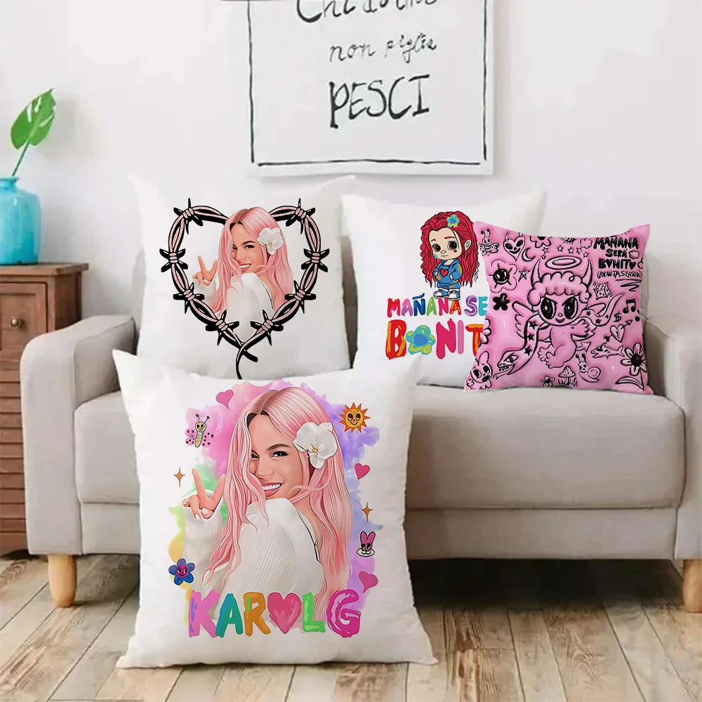 Manana Sera Bonito Karol G Pillow Covers Cartoon Sofa Decorative Home Double-sided Printing Short Plush Cute Cushion Cover