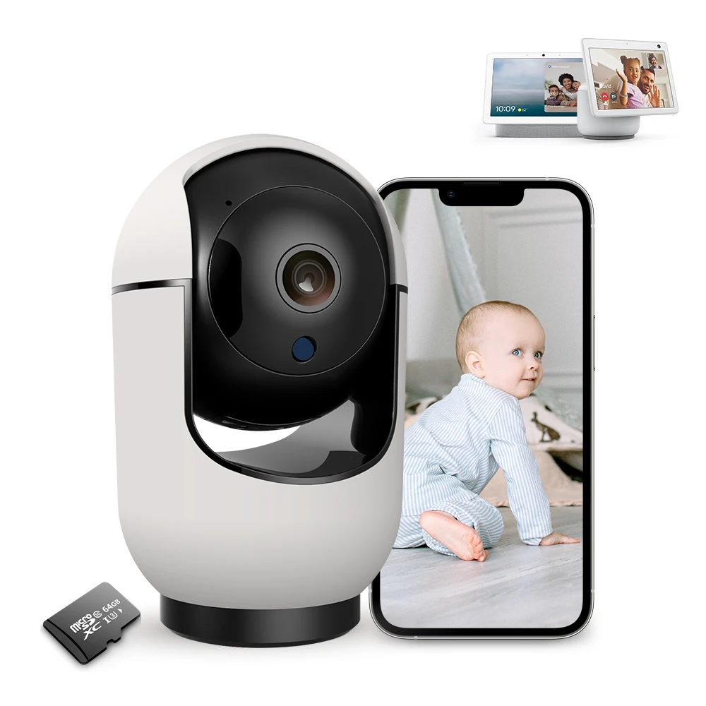 AVATTO WiFi Smart Camera,Indoor Security Protection Two Way Audio 1080P Night Vision Baby Monitor,Works for Alexa Google Home