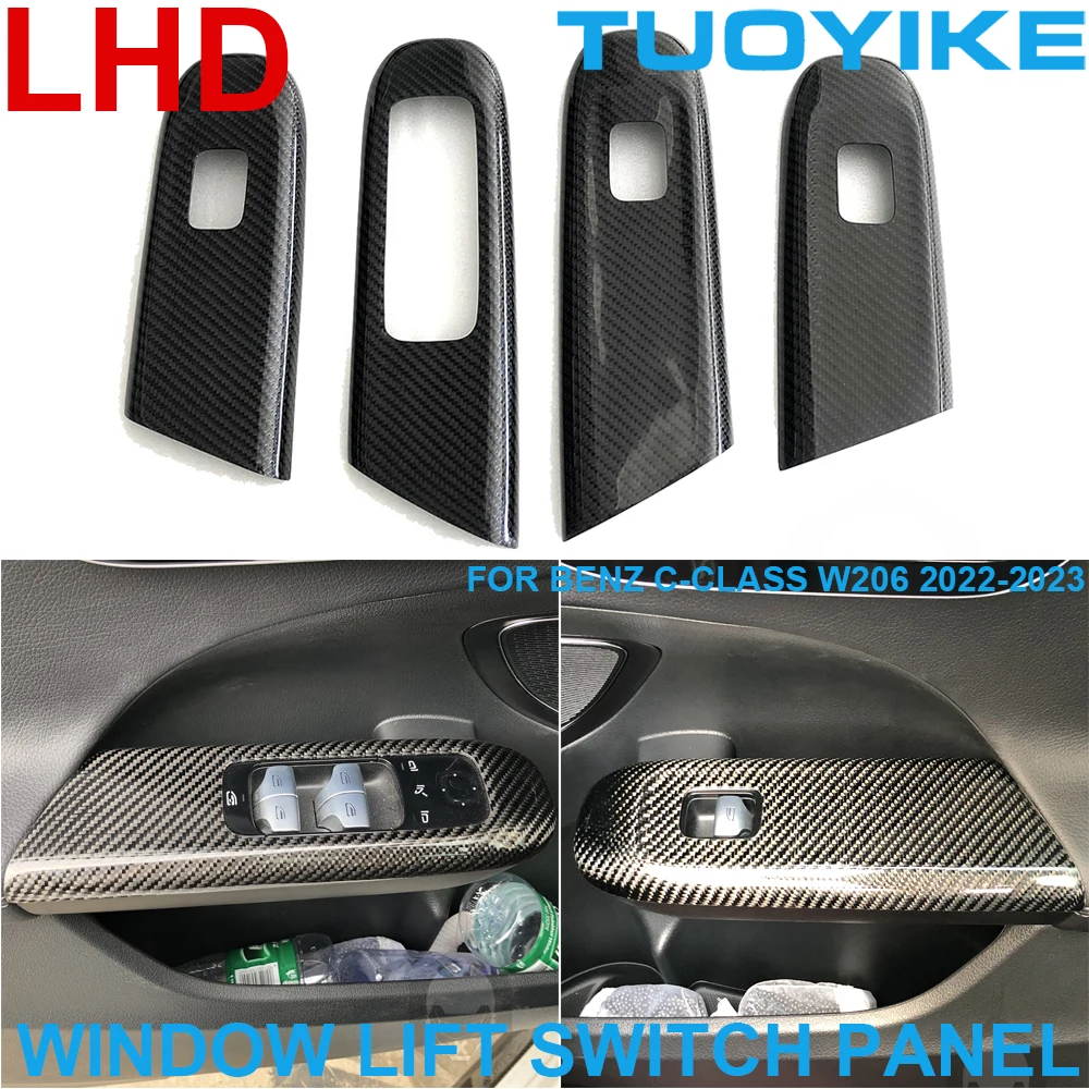 

LHD Car Real Carbon Fiber Inner Window Lift Switch Button Cover Panel Sticker For Mercedes BENZ C-Class W206 C200 C260 2022-23