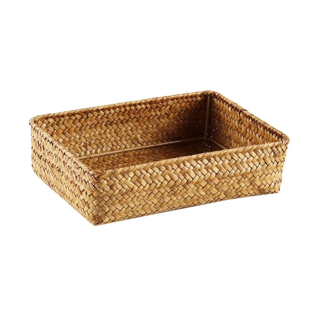 Woven Pattern Storage Basket Grass Vegetables Candy Snacks Desktop Sundries Box Home Decoration Rectangle Display Basket