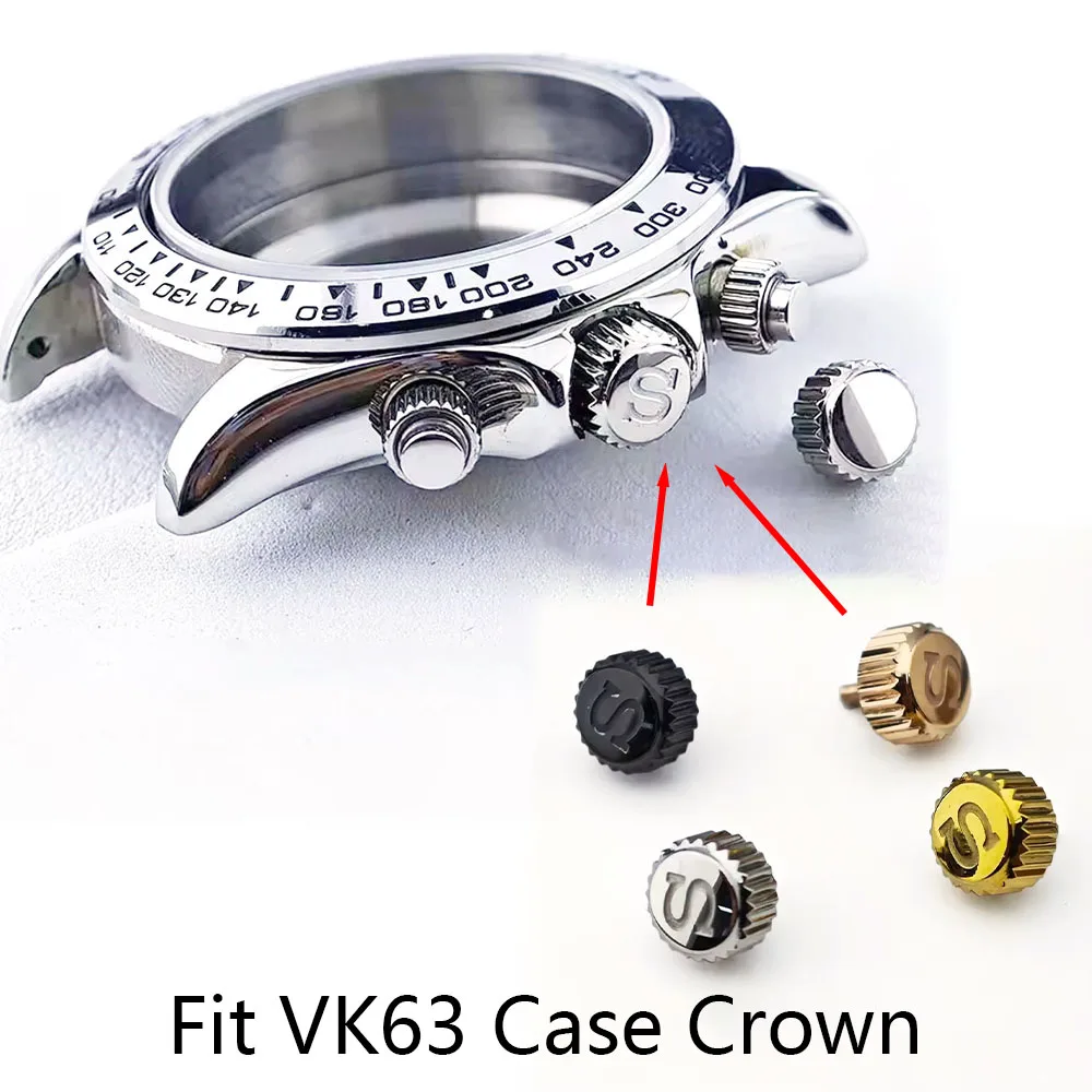 

VK63 crown screw in Case replaceable crown engraved with "S" suitable for VK63 movement and VK63 Case crown handle accessories