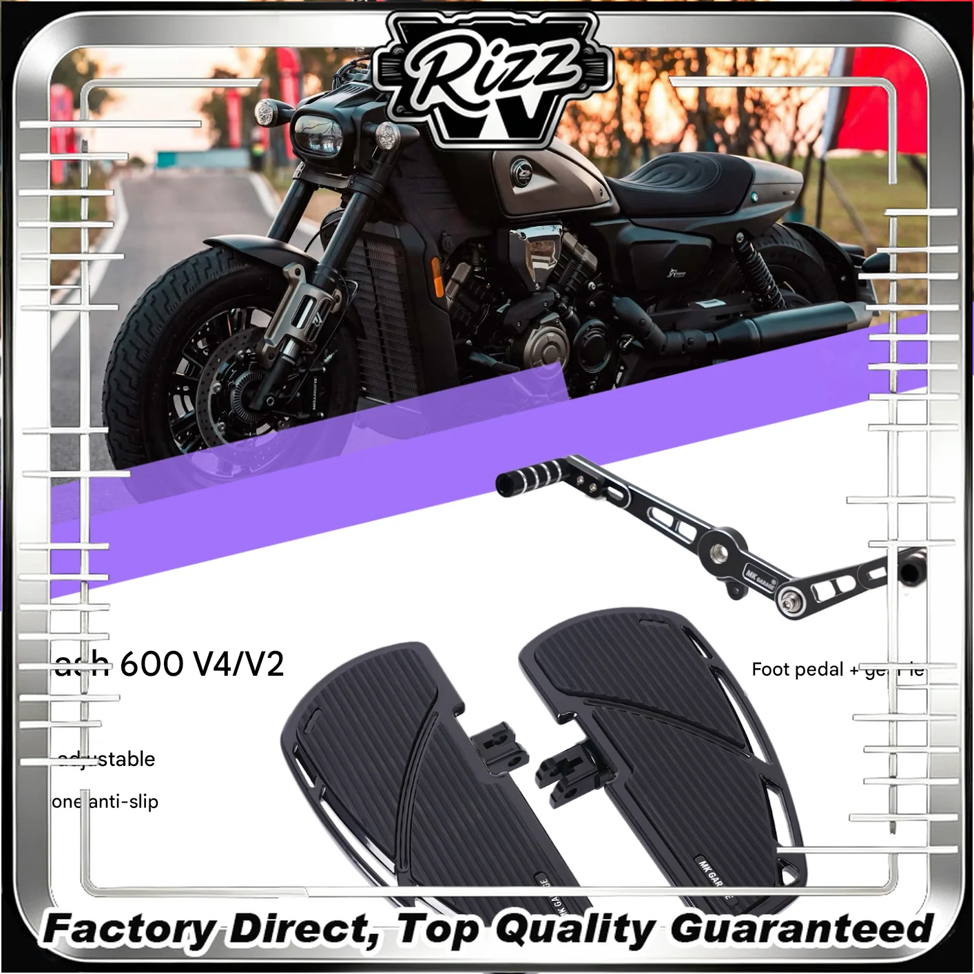 【Factory Direct】For QJMOTOR Flash 600 V2/V4 Upgrade Accessories - Enlarged Pedal and Front/Back Shift Lever for Gear Pedal