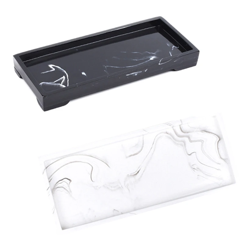 Marbled Storage Tray Resin Jewelry Display Plate Cosmetic Organizer Rectangle Home Restaurant Hotel Serving