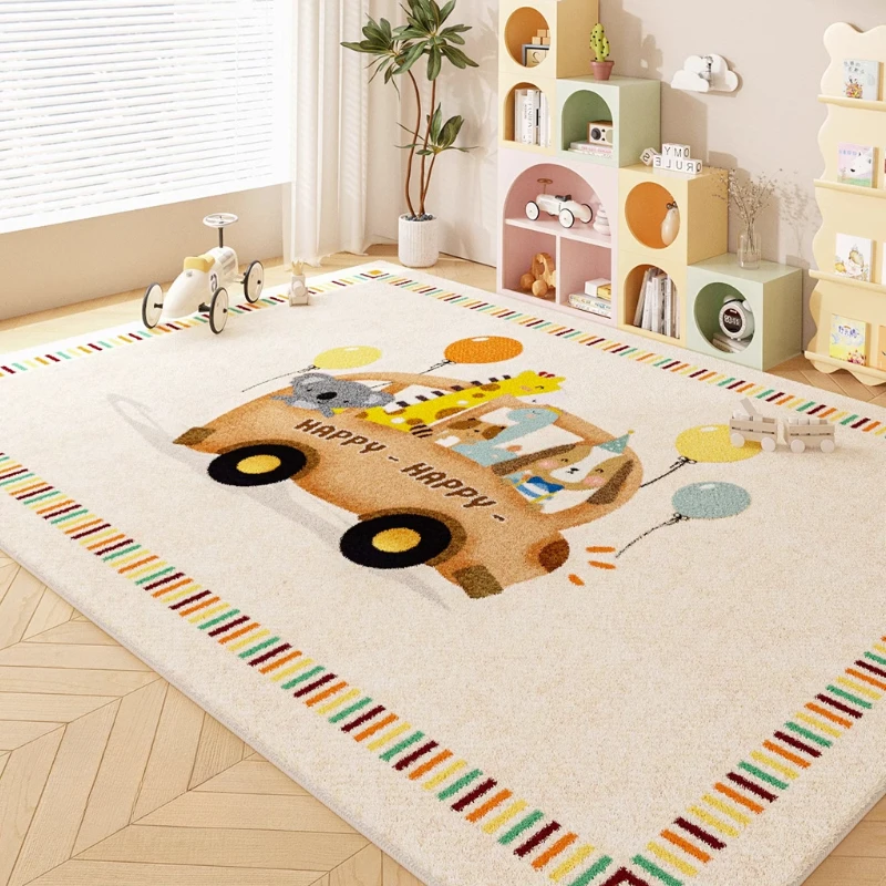 Cartoon Style Rugs for Bedroom Thickend Plush Children\'s Floor Mat Large Area Living Room Decoration Carpet Home Fluffy Soft Rug