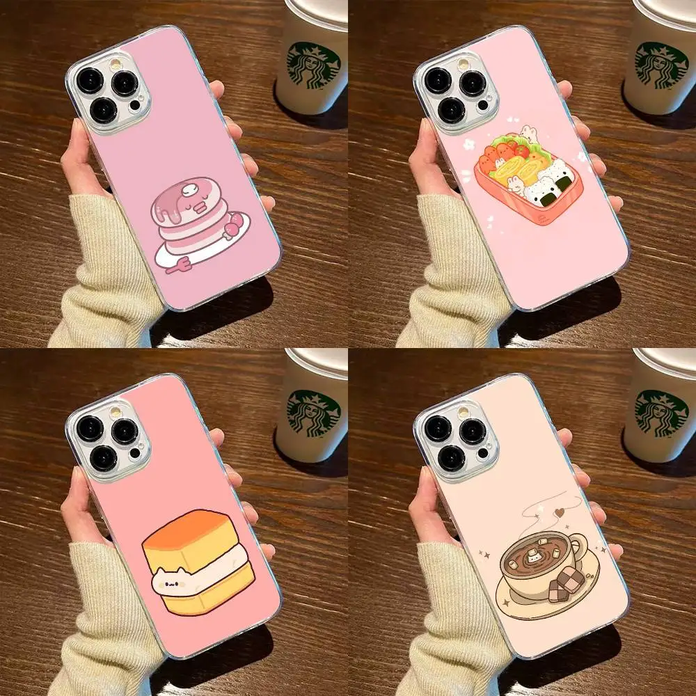 

Flat painted food Phone Case For iPhone17,16,15,14,13,12,11 Plus,Pro Max Soft Transparent Cover