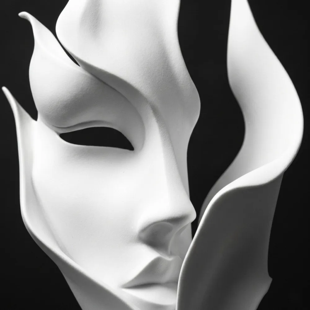 Decorative Artistic Sense Half Face Sculpture Statue 3D Printed Home Decoration Figurine Facial Ornaments Home