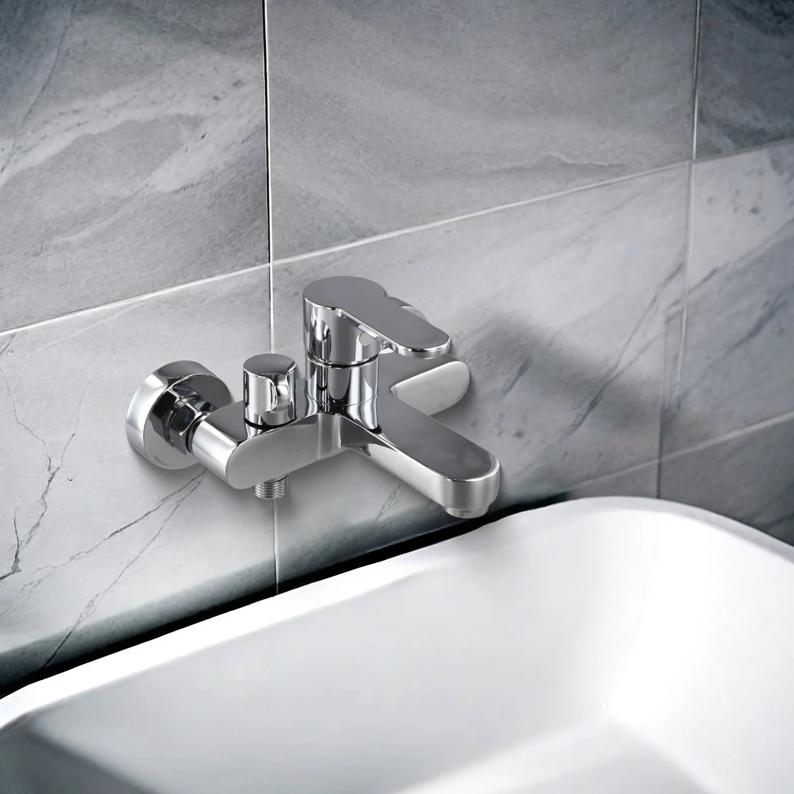 Brass for triple Shower Mixer for Bathtub Featuring Hot for Cold Water Mixing and Side Mounted Wide Angle Shower Output