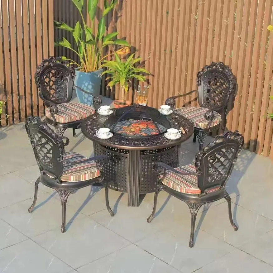 Outdoor BBQ Table and Chair Outdoor Garden Furniture Commercial BBQ Table Balcony  Leisure Korean