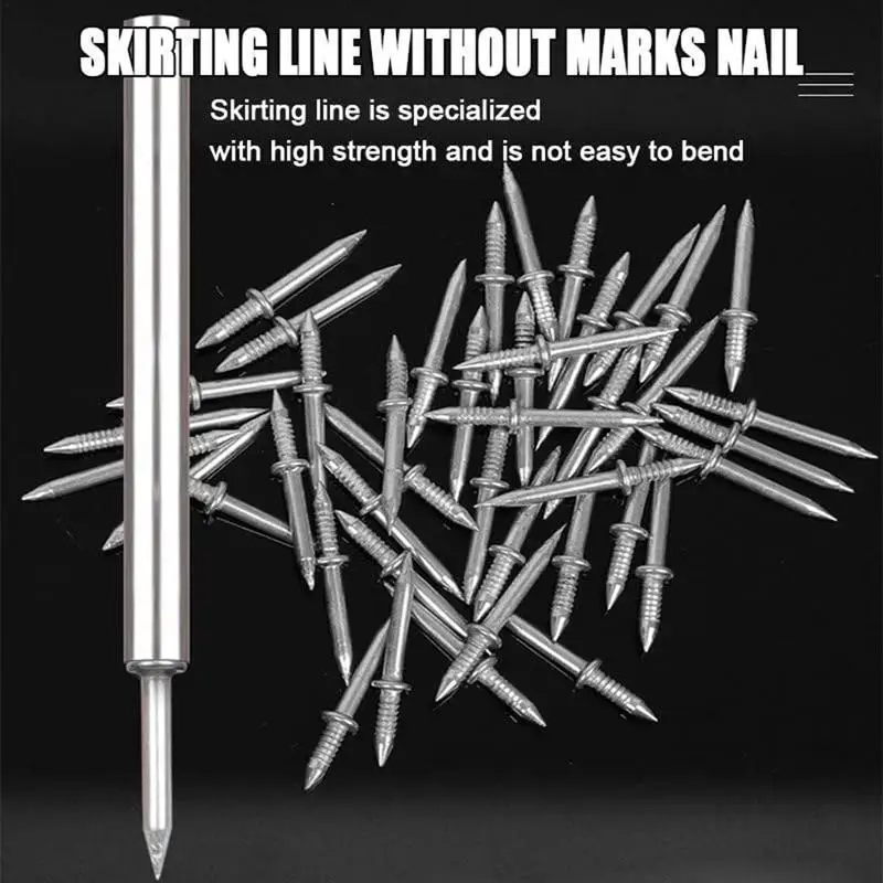 50/100/200Pcs Hardware Carbon Steel Nails Set Double-Headed Sheep Horn Nails High Strength Skirting Line Seamless Nail Set