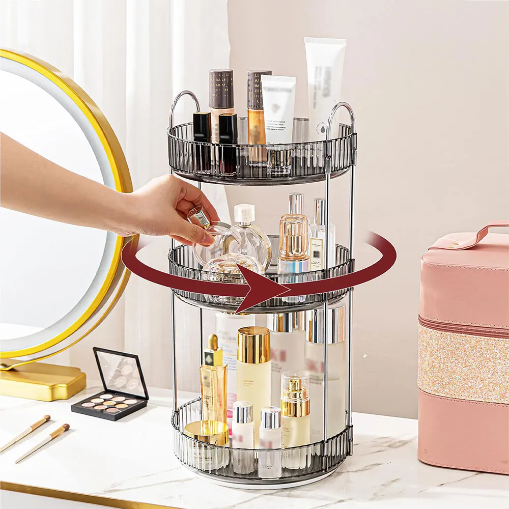 

360 Rotating Makeup Organizer Large Capacity Cosmetics Storage Box Bathroom Rotate Cosmetic Storage Make Up Rack Skincare