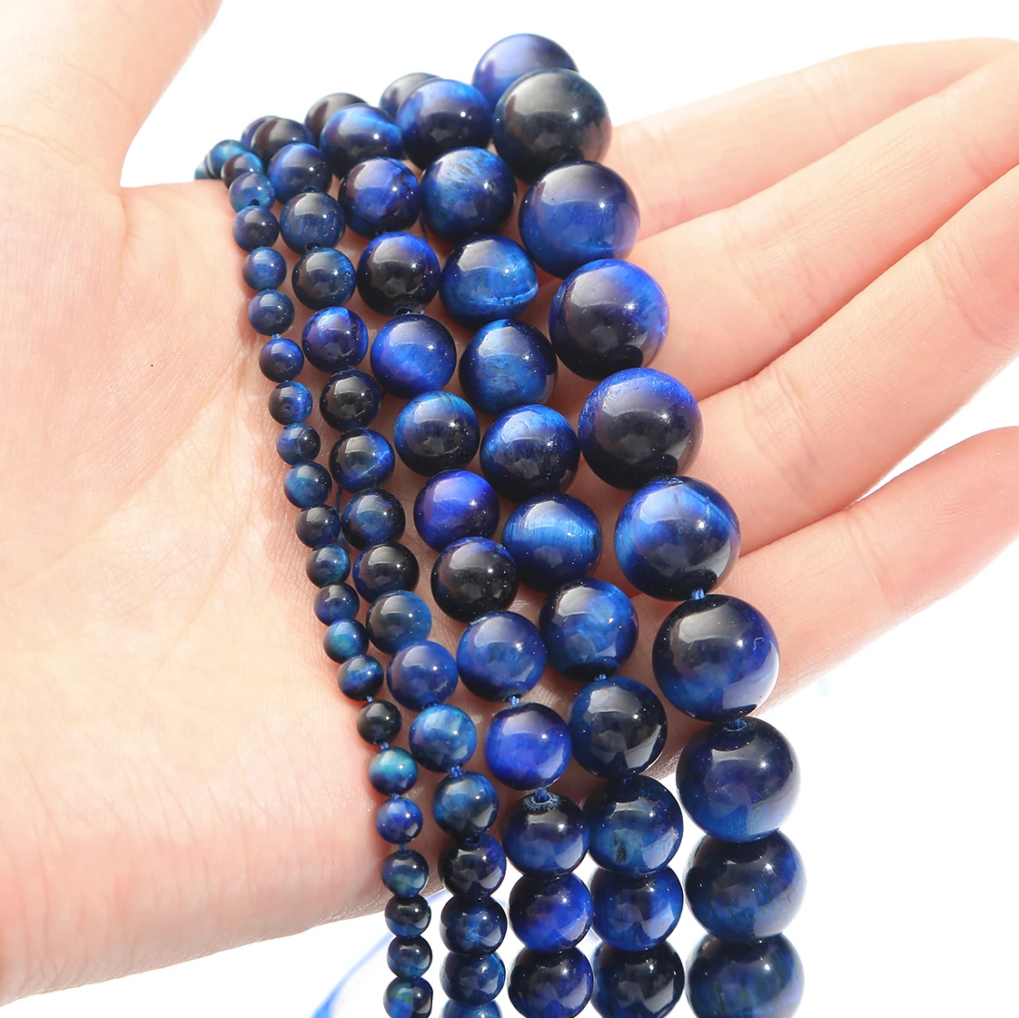 4mm-12mm Dunkelblaue Tigerauge-Natursteinperlen, lose runde Spacer-Perlen für DIY-Schmuckherstellung, Armband, handgefertigte Accessoires – Detail 1