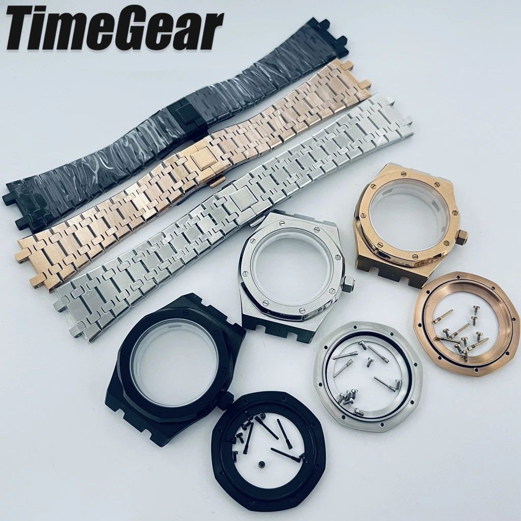 

Восьмиугольный корпус для часов из нержавеющей стали 41 мм, серебристый, черный, розовое золото, для механизмов NH34, NH35, NH36, NH38, NH70, NH72.