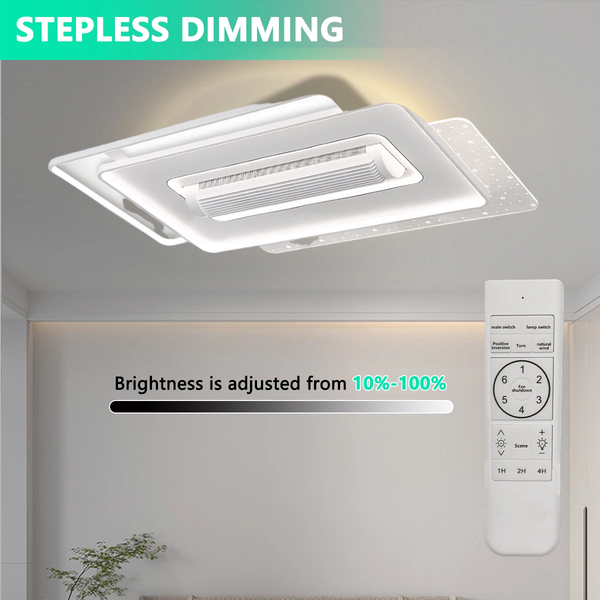 مصباح السقف ذكي للتحكم عن بعد APP التحكم LED مروحة سقف الثريا مع ضوء سخونة معدنية بسيطة خالية من الشفرة #3