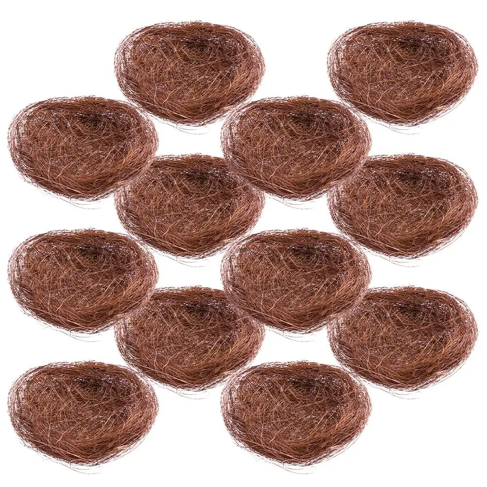 

12 Pcs Bird's Nest Plate Decoration Nests for Cages Decorations Decorative Feeder Ornaments Simulated Hemp Silk Small Travel