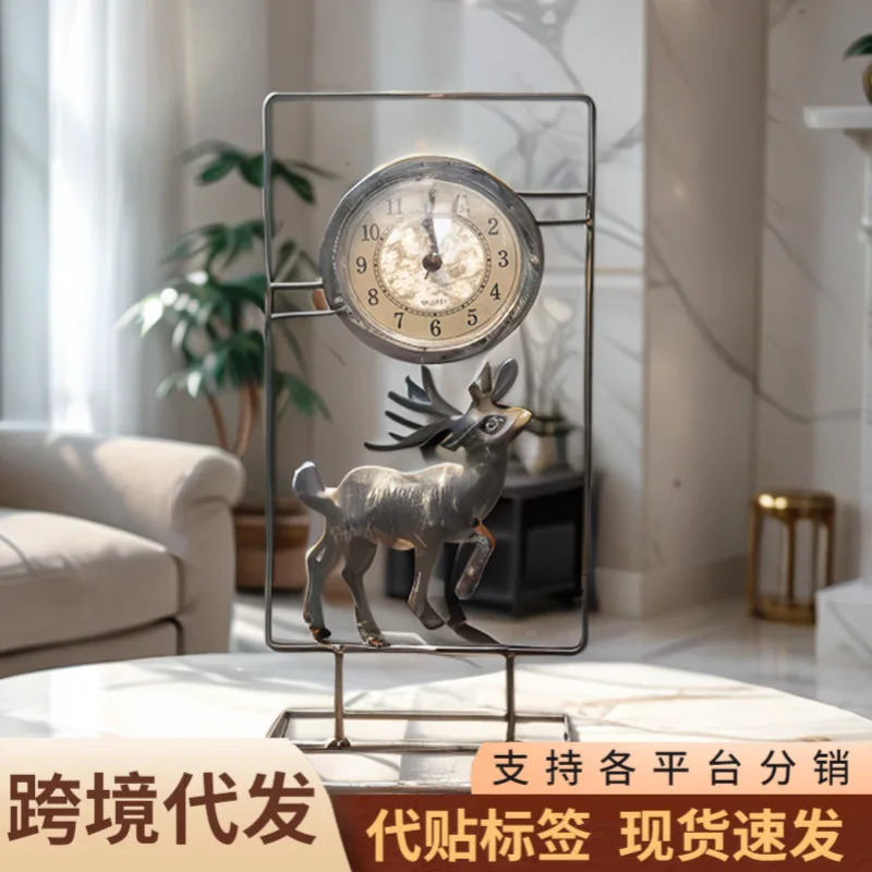 

Flower butterfly clock vintage vintage antique desk clock desktop decoration, iron clock silent movement bedroom living room