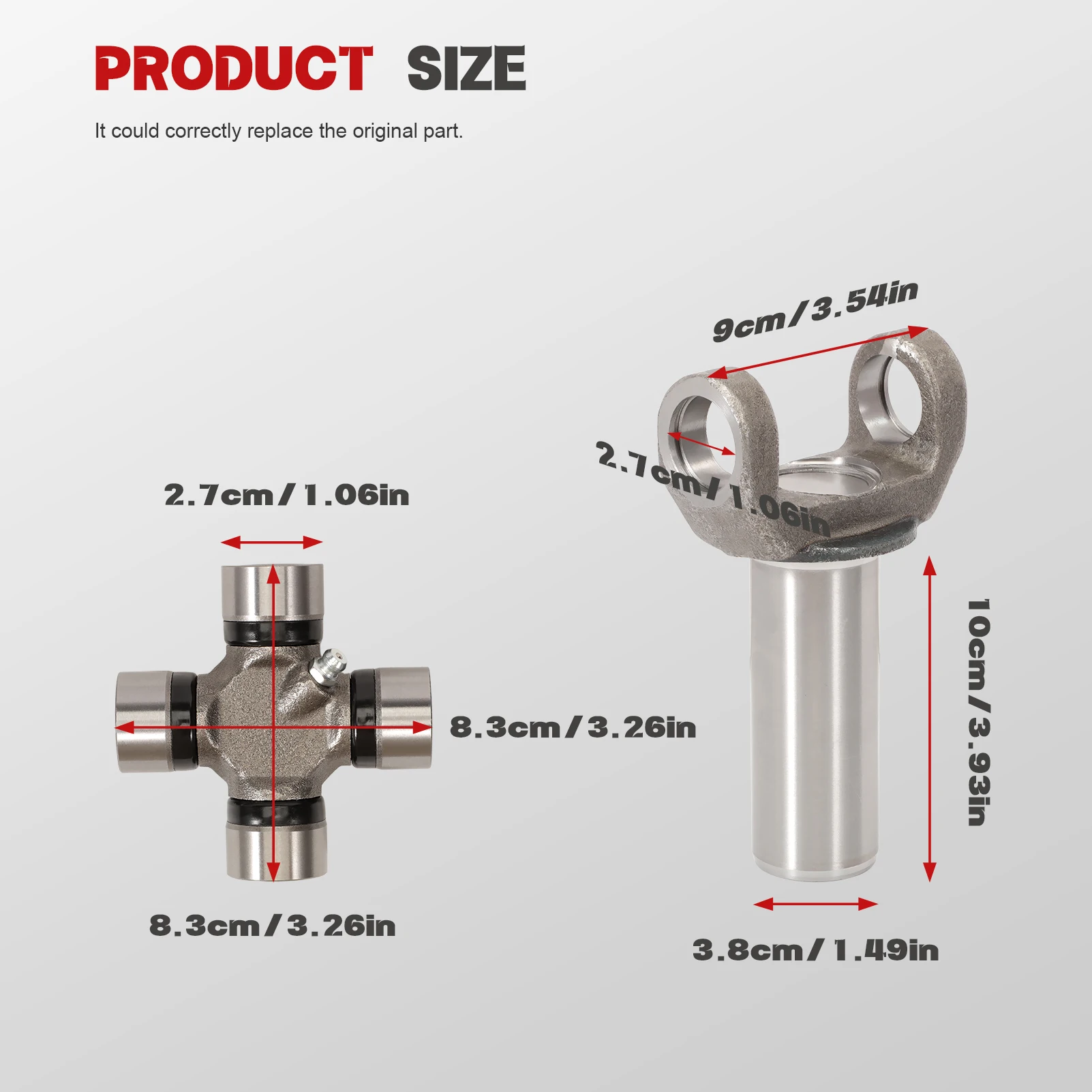2-3-6081X Transmission Slip Yoke with 5-153X U-Joint Kit for Turbo 350 TH350 700R4 1310 Series 26/27 Spines 2-3-6081X 5-153X view 2