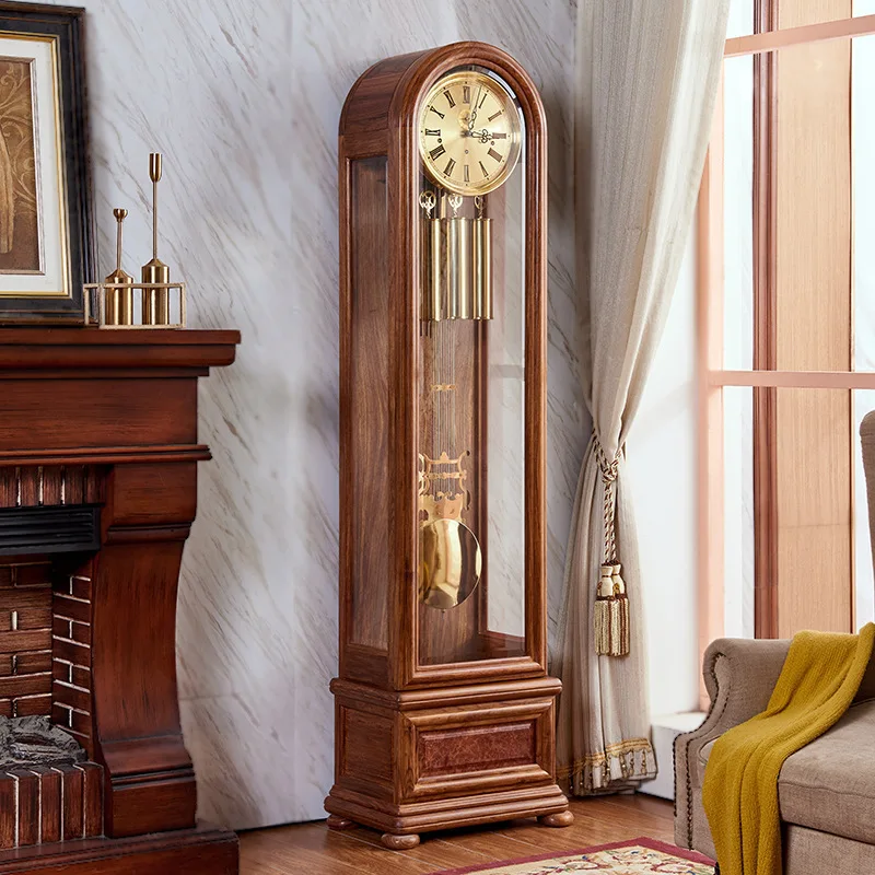 pendulum clock original imported hedgehog red sandalwood all-solid wood Chinese and European modern 12-tone floor clock machine