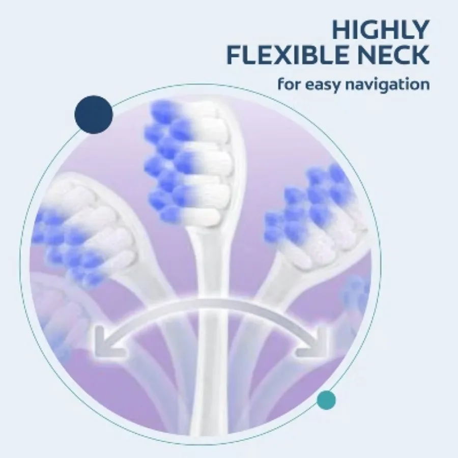 مجموعة فرشاة أسنان احترافية حساسة - قطعتان، رقبة مرنة لسهولة الإدارية، مصممة للعناية باللثة والأسنان الحساسة