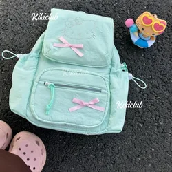 Sanrio Hello Kitty Women's New Sweet Trend Backpack Mint Green Casual Fashion Travel Bag Y2k Cute Cartoon Aesthetic Schoolbag