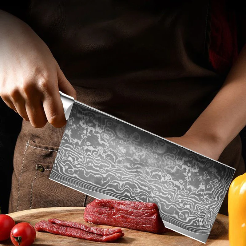 7.7 Inch Chinese Chef Knife 67-Layers Damascus VG10 Steel Blade Wood Handle Sharp Slicing Cleaver Kitchen Knives Cooking Tools