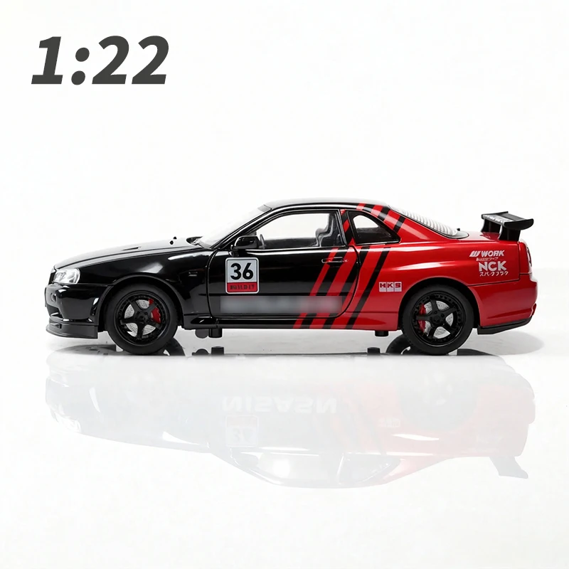 Modello di auto in lega pressofusa Gt-R, il suo regalo di Natale, modello di auto giocattolo, ornamento per auto retrò classico da collezione, auto in lega in scala 1/22