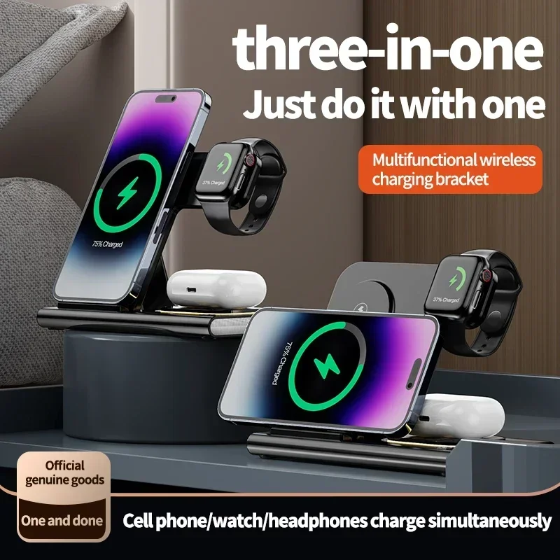 3 in 1 30W Foldable Fast Charging Dock Station For iPhone 15 14 13 12 Pro Max Apple Watch 8 7 6 Airpods Watch Wireless Charger