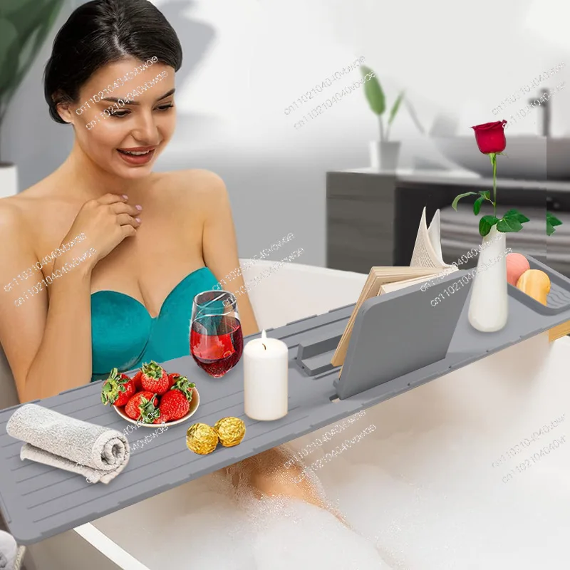 New mildew-proof silicone bathtub rack, bathtub rack, bath tracking shelf, bathroom rack, tub holder.