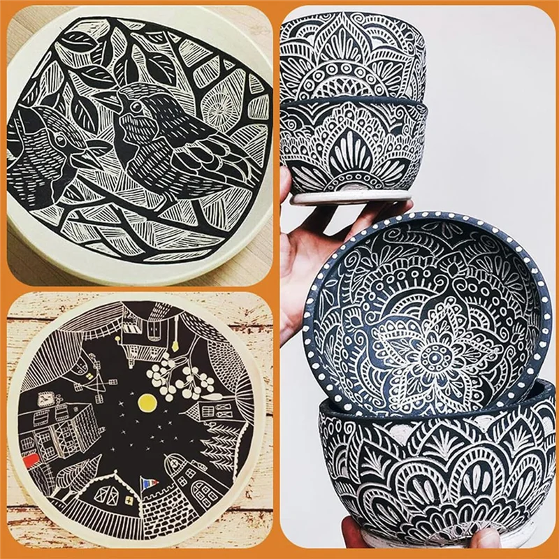 A44F-Clay Pottery Sculpting Tools Set Pottery Clay Sculpture Caving Scraper Craft Modelling Tools