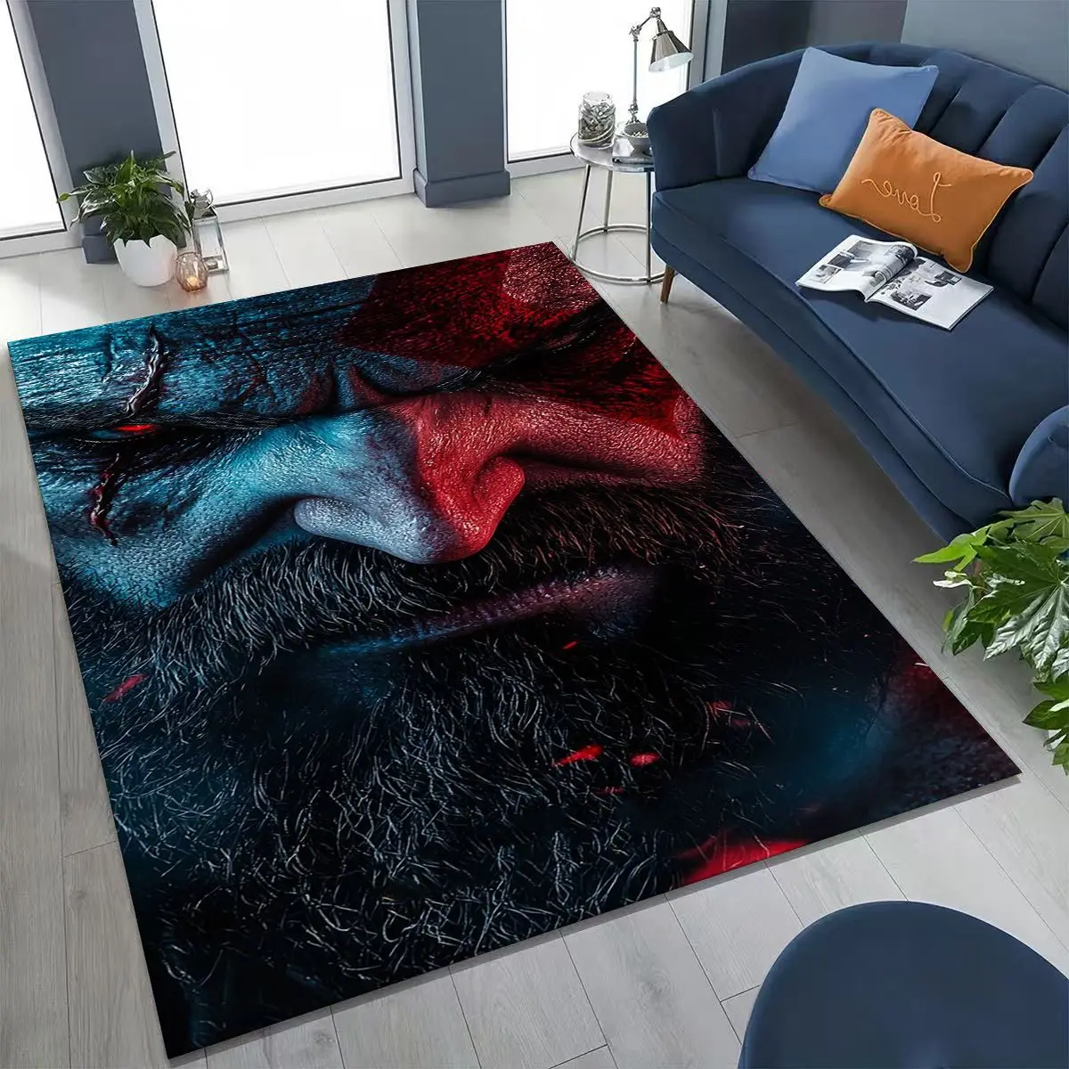 Classics God of War Kratos 3A Game Gamer Rug for Bedroom Living Room Sofa Home Doormat Decor, Large Kids Play Non-slip Floor Mat