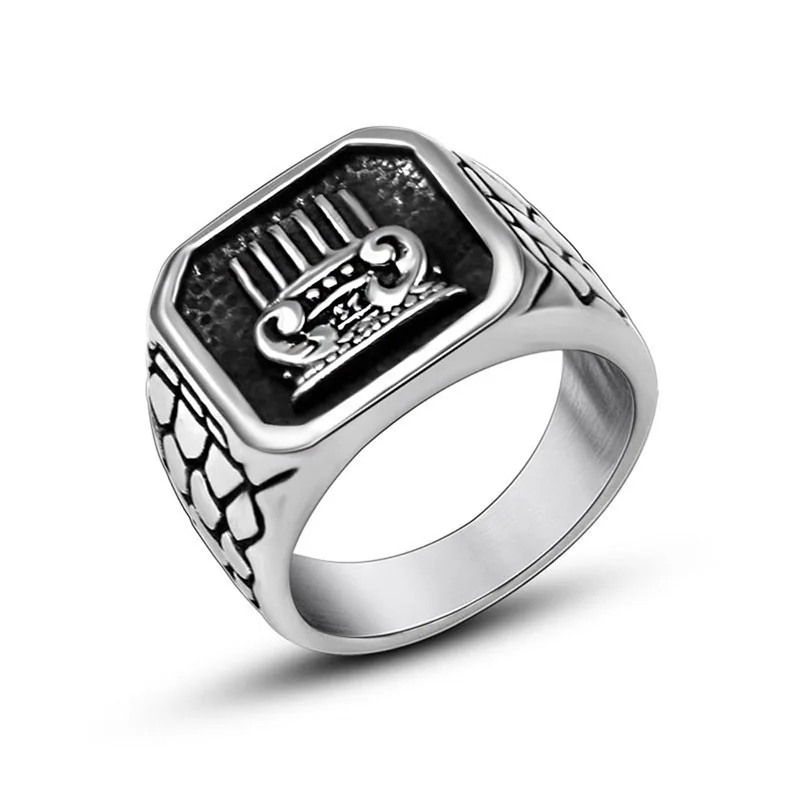 

Megin D Stainless Steel Titanium Carved Vintage Crown Ins Punk Hip Hop Rings for Men Women Couple Friends Gift Fashion Jewelry