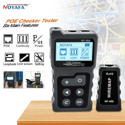 NOYAFA NF-488 LCD sieci PoE Checker przez Ethernet cat5 cat6 Tester kabla Lan pętli narzędzie testowe