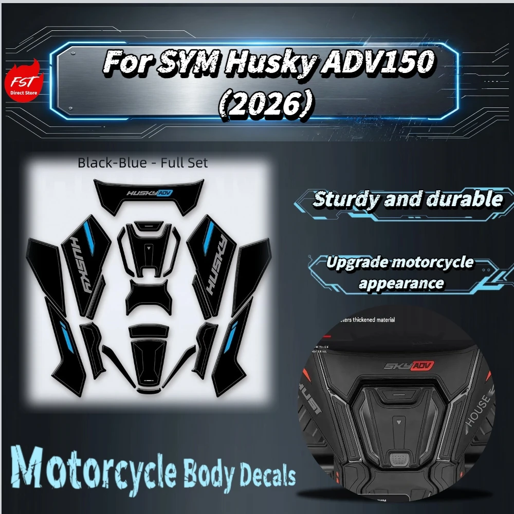 For SYM Husky ADV150 2026 Fuel Tank Rubber Decal Sunproof Anti‑Scratch Wear‑Resistant Motorcycle Body Sticker Mod Accessories