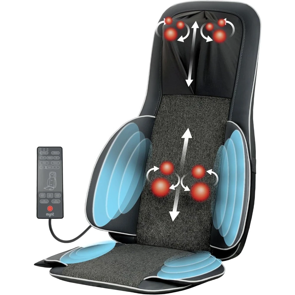 

FSA HSA Eligible 3D Shiatsu Neck and Back Massager for Chair with 10 Deep Kneading Nodes, Back Massage with Heat