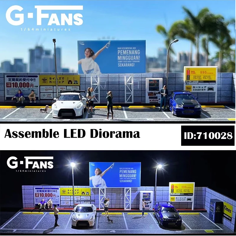 G-Fans 1:64 Assemble LED Diorama Model Car Display Station Parking Lot -710028